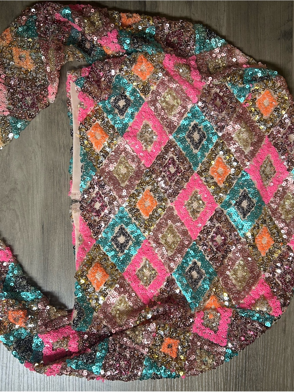 Elsie & Fred Pink Multicolor Cropped Sequin Party Jacket - Picture 7 of 7